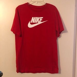 Gently worn red Nike logo T-shirt. Youth XL